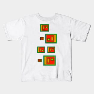 Green Orange And Gold Geometric Abstract Kids T-Shirt